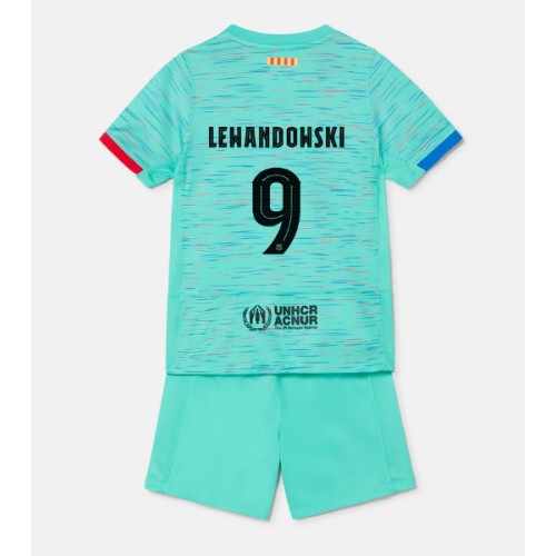 Otroški Nogometni dresi Barcelona Robert Lewandowski #9 Tretji 2023-24 Kratek Rokav (+ Kratke hlače)